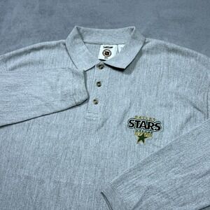 VINTAGE Dallas Stars Fleece Polo Shirt Mens XL Pro Edge NHL 90s Retro Dadcore